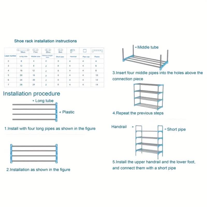 7-Tier Iron Shoe Rack – Space-Saving, Floor-Standing - Ships from USA.