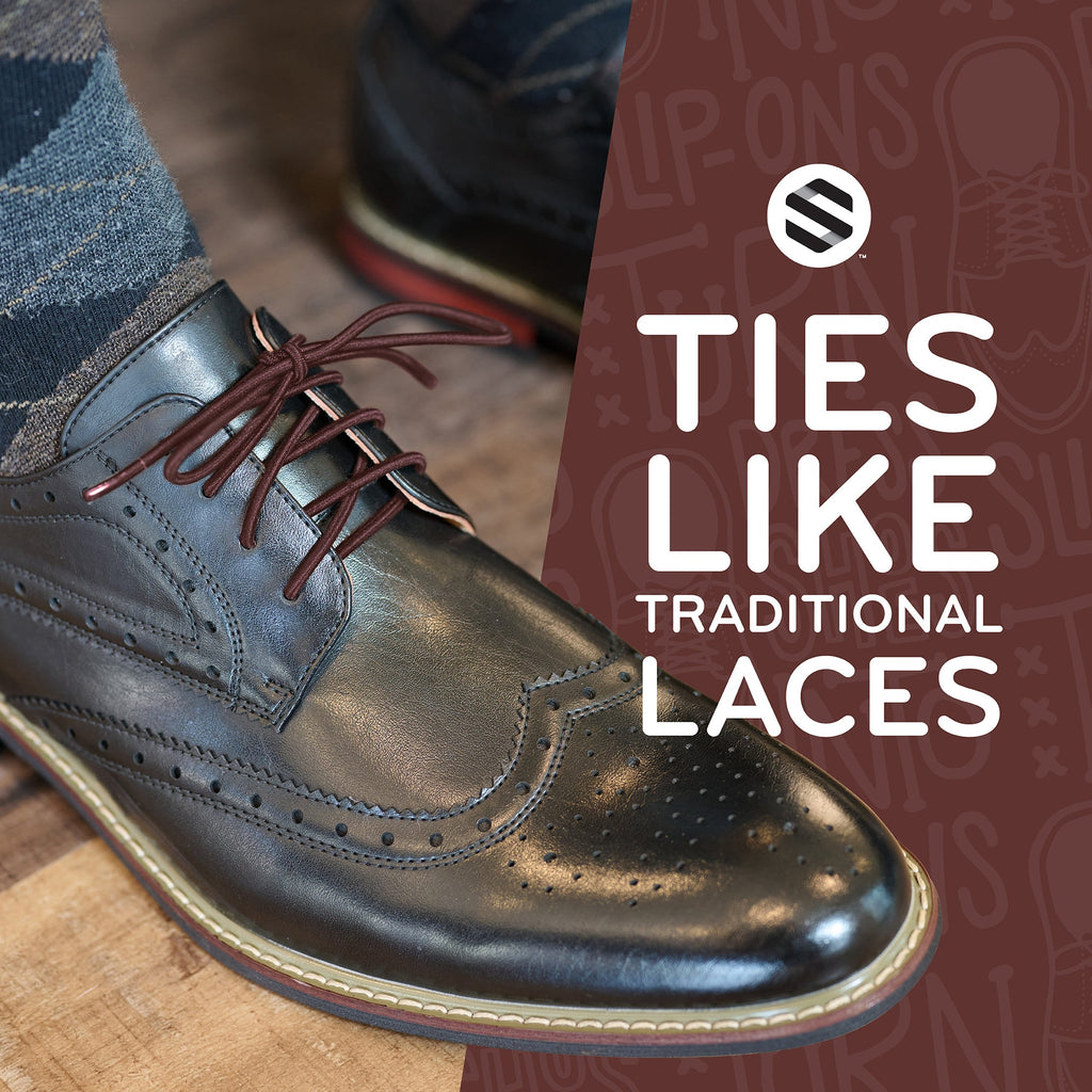 Dark Brown Round Elastic Dress Shoe Laces. Ships from USA.