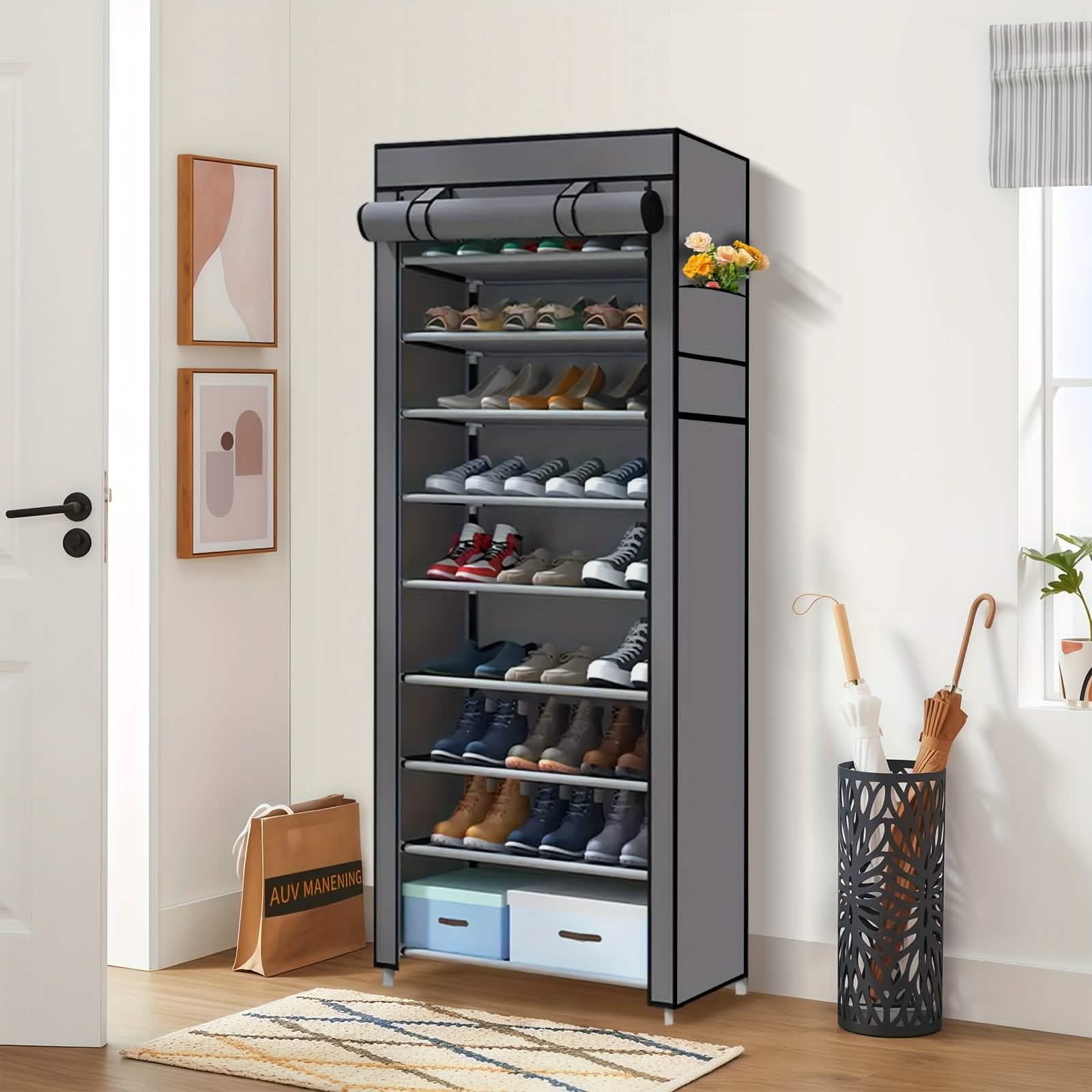 10-Layer 9 Grid Shoe Rack Shelf Storage Closet Organizer. Ships from USA.