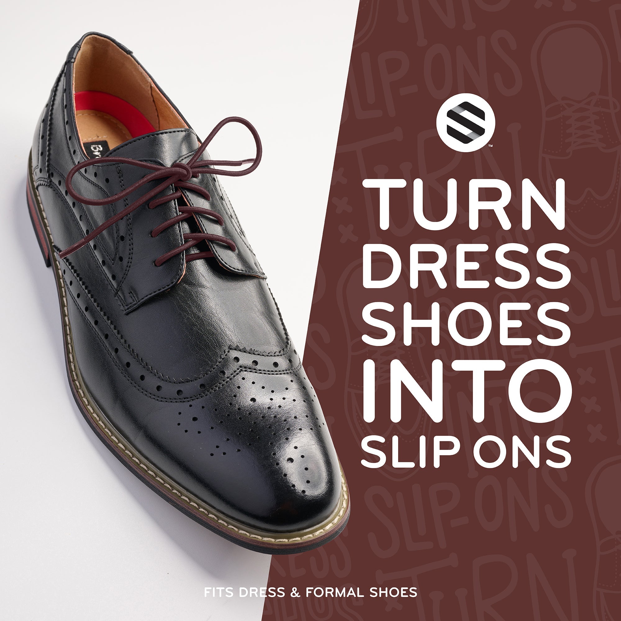 Dark Brown Round Elastic Dress Shoe Laces. Ships from USA.
