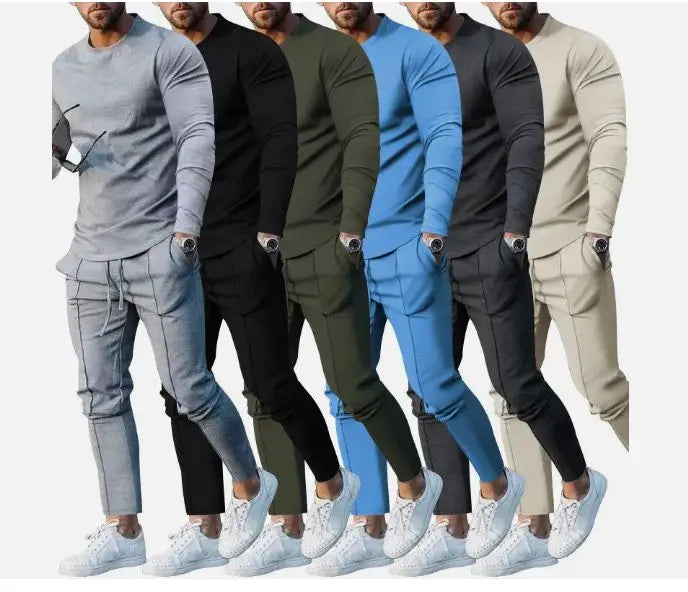 Men's Tracksuit Set Cotton Fleece Stylish Streetwear Slim Fit Pullover sweatshirts and Jogger  Set winter tracksuits for men
