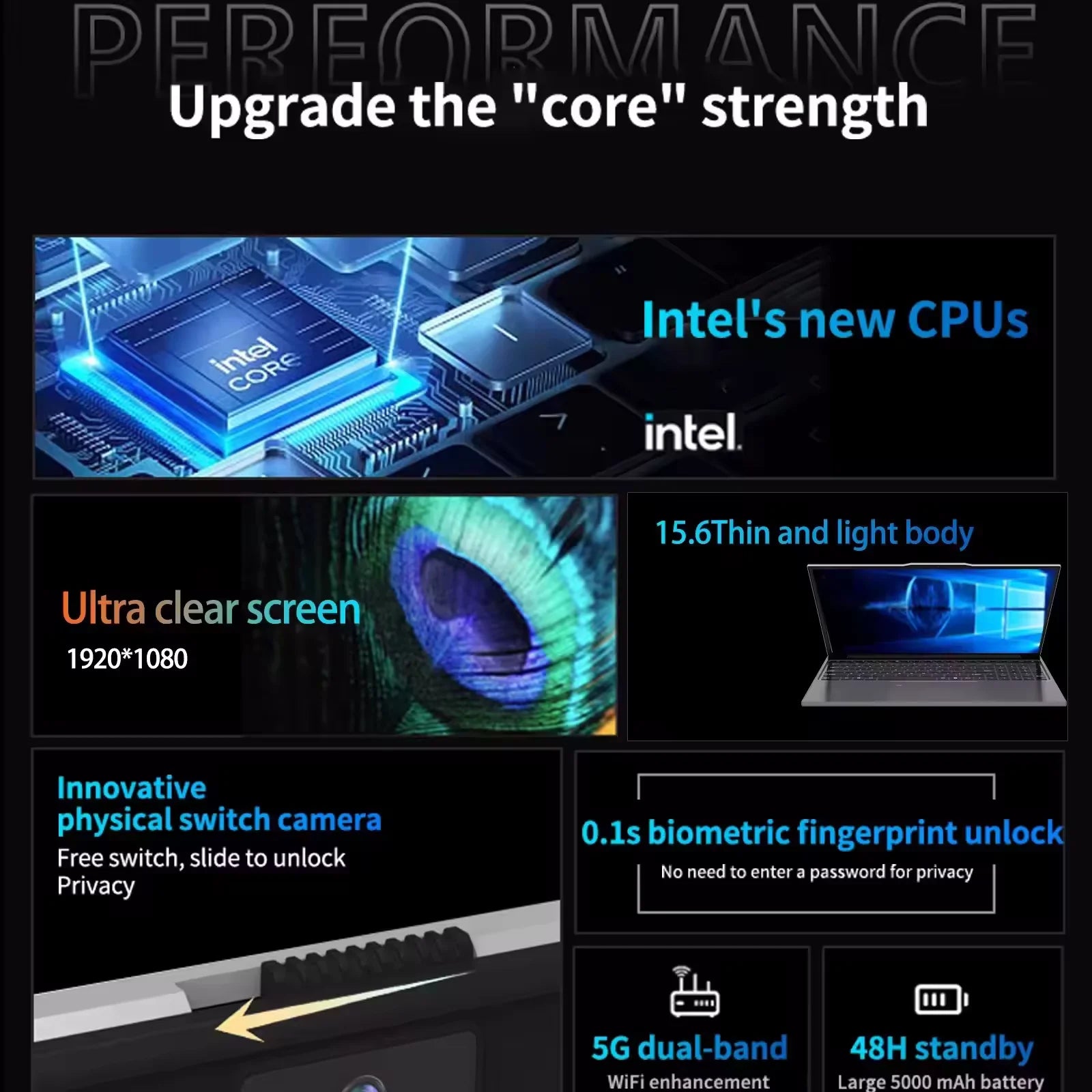 15.6'' New Laptops Windows 11 Laptop Intel i9 9900U 16GB RAM 1TB SSD Portable Office Study Laptop Computer Gaming Notebook