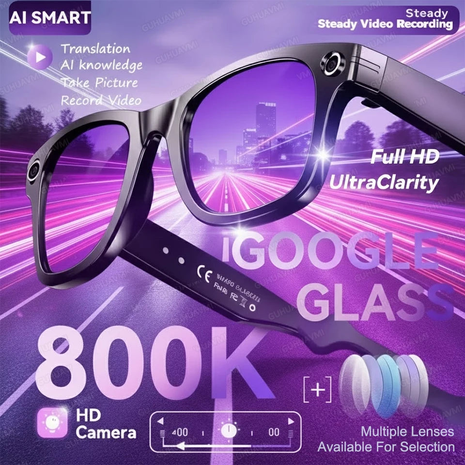 2026 New Upgrade AI smart glasees With 8MP Camera Video Recording AI Photo Recognition HD Call Voice Translation Sunglasses Man