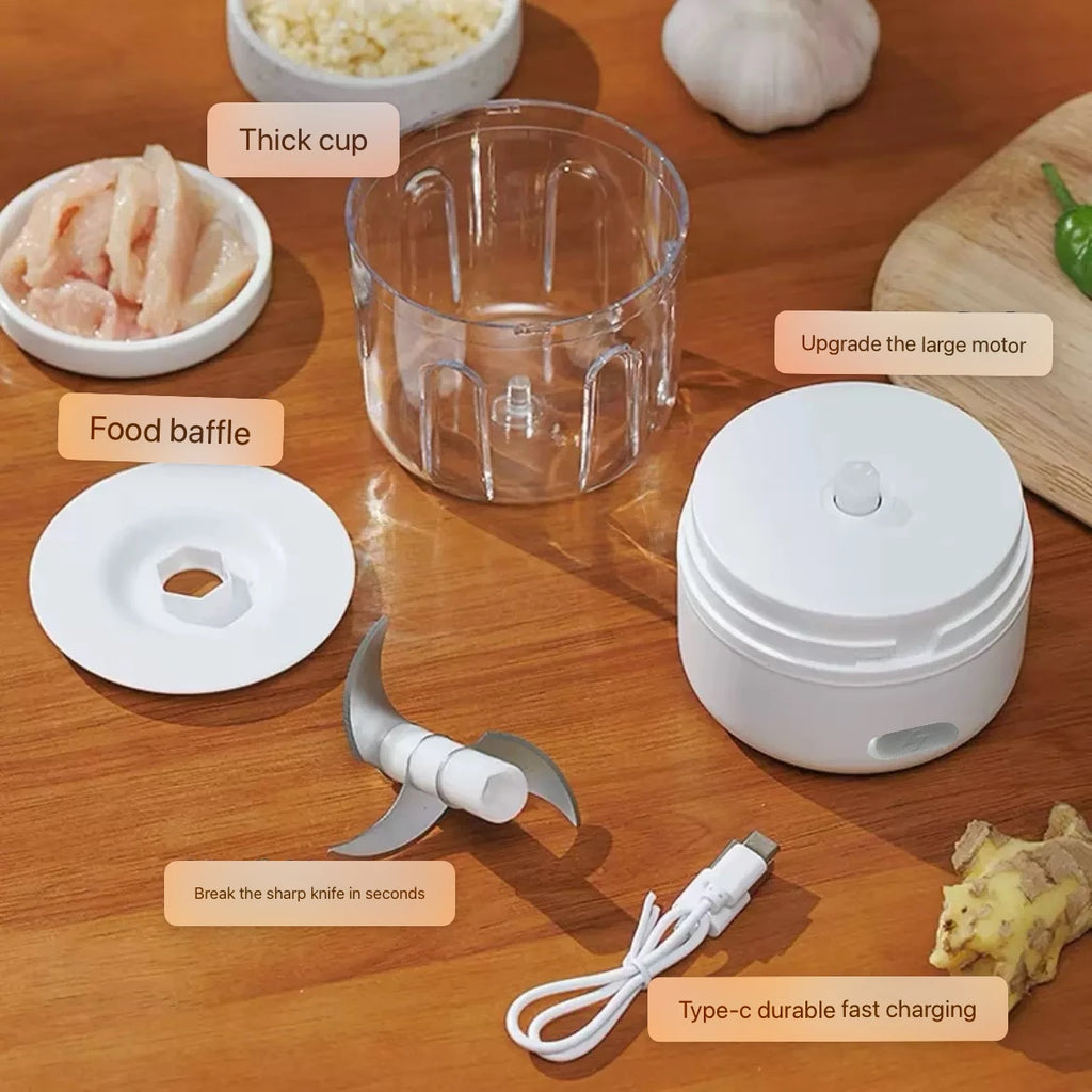 250ml Mini Electric Food Processor, USB Rechargeable, Portable Kitchen Tool, Suitable for Mincing Garlic