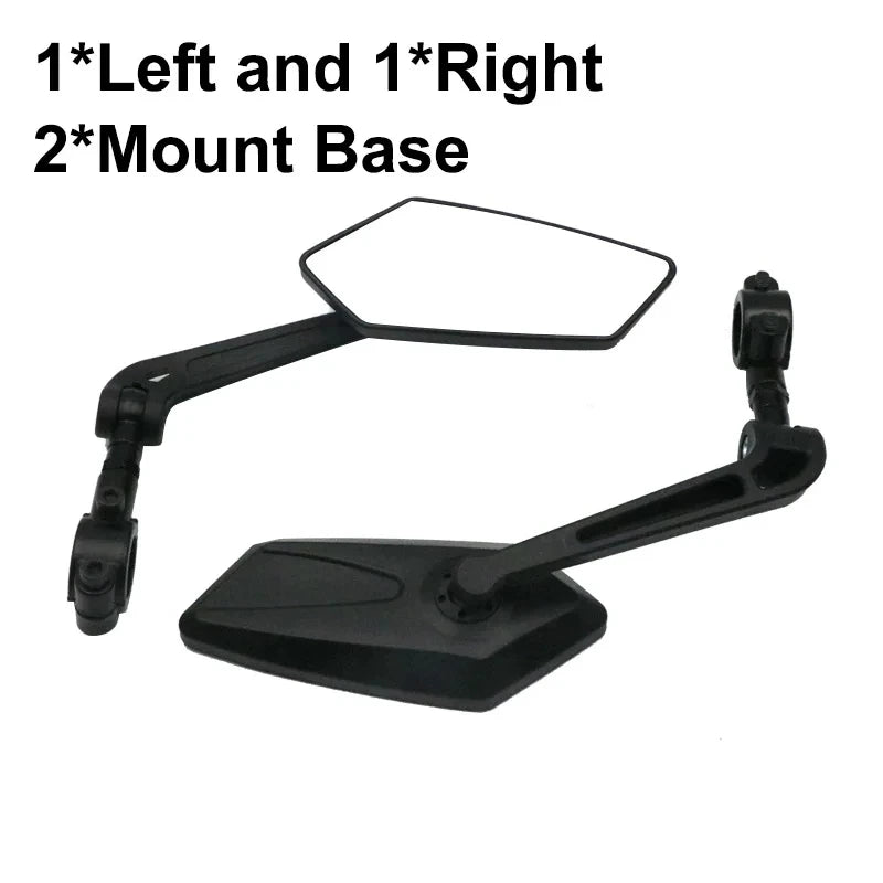 Bike Cycling Rear View Mirror: Adjustable Handlebar Left/Right Mirror, Clear Wide Range Back Sight & Rearview Reflector