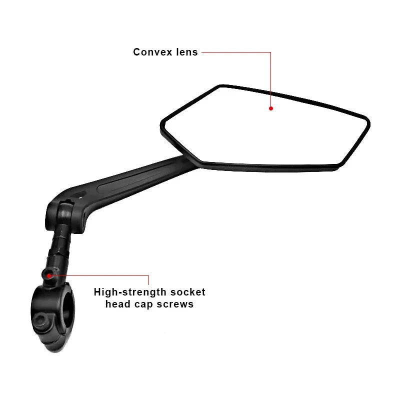 Bike Cycling Rear View Mirror: Adjustable Handlebar Left/Right Mirror, Clear Wide Range Back Sight & Rearview Reflector