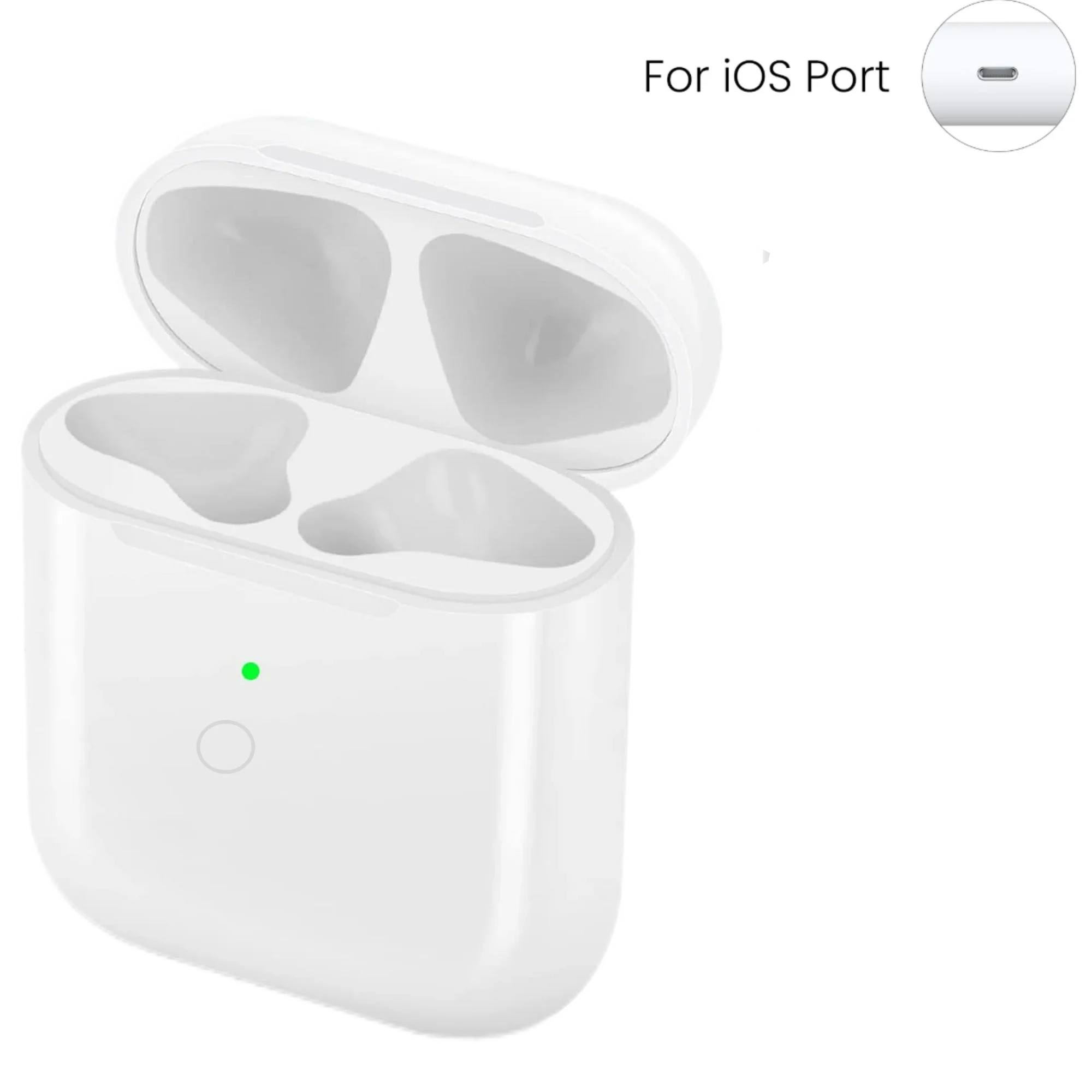 Wireless Charging Case For AirPods 1st & 2nd - 620mAh Bin Charger Box W/ Bluetooth Sync Button ,For IOS/Type-C Port, No Earbud
