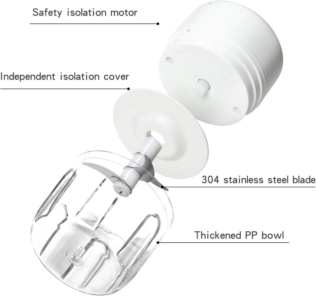 250ml Mini Electric Food Processor, USB Rechargeable, Portable Kitchen Tool, Suitable for Mincing Garlic