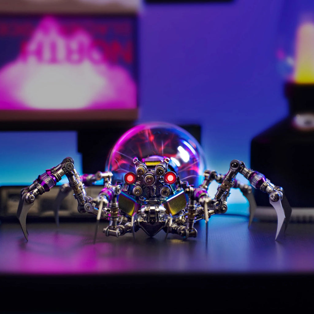 Cyberpunk Plasma Ball Spider 3D Metal Puzzle DIY Steampunk Model Kit with Plasma Lamp Unique Gift for Adults & Collectors