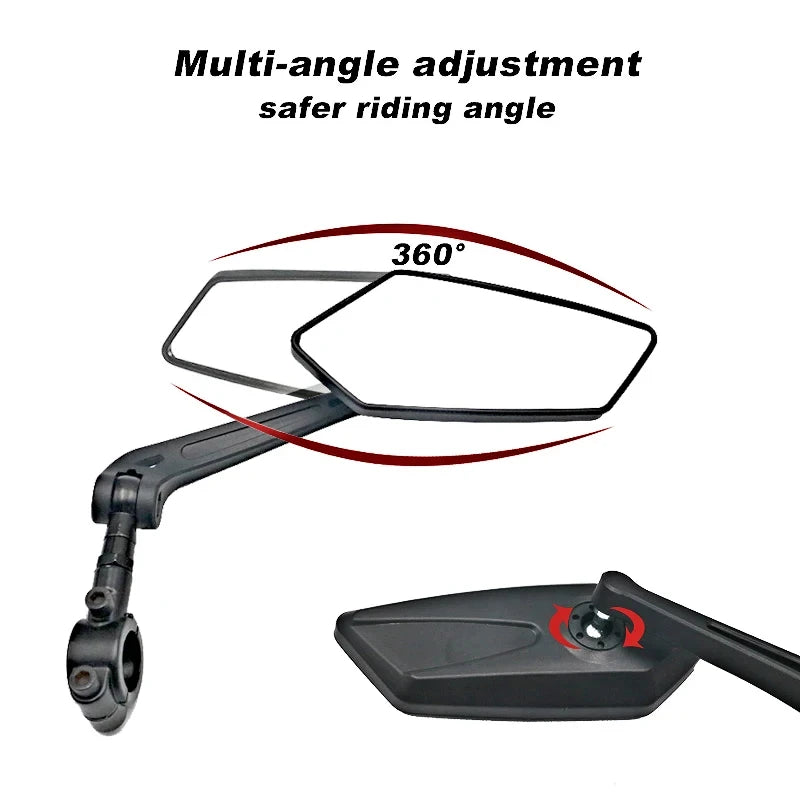 Bike Cycling Rear View Mirror: Adjustable Handlebar Left/Right Mirror, Clear Wide Range Back Sight & Rearview Reflector