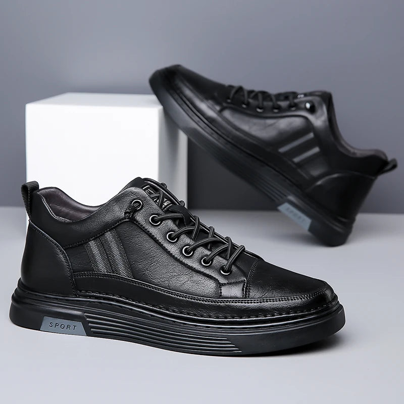 Men's Skateboarding Shoes Loafers Sneakers Skate Shoes Lace up Leather Low-top Slip on Thickened Fleece Cotton Padded Warm