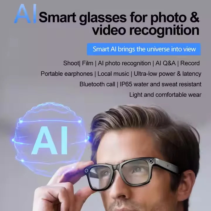 Take Pictures Video 230mah ChatGPT Bluetooth Phone Calls Music Smart AI Glasses 2025 Fashion Smart Sunglasses with 4K Camera