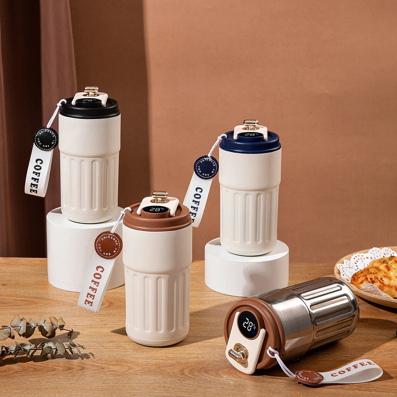 Wholesale Best Price 420 ML Stainless Steel Thermos with Smart LED Custom Logo Coffee Mug Gift Set Low MOQ Stock