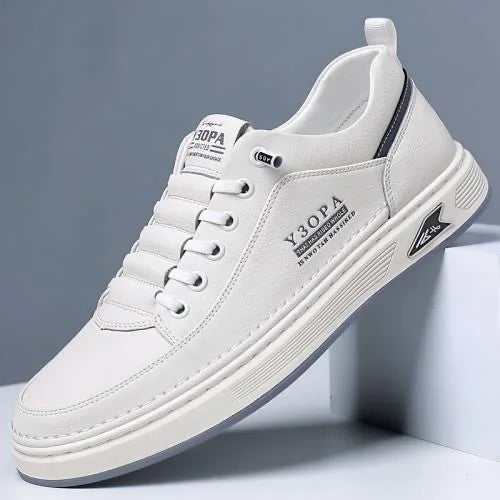Men's Trendy Walking Sports Shoes White Anti-Slip Thick Soles Slip-On Breathable Fashionable for All Four Seasons Including - Free Item