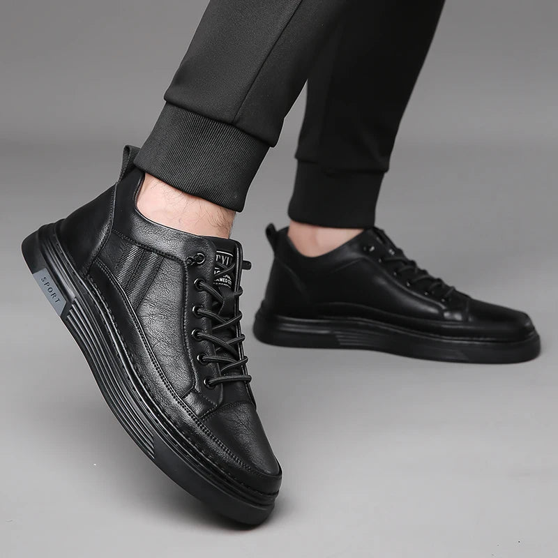 Men's Skateboarding Shoes Loafers Sneakers Skate Shoes Lace up Leather Low-top Slip on Thickened Fleece Cotton Padded Warm