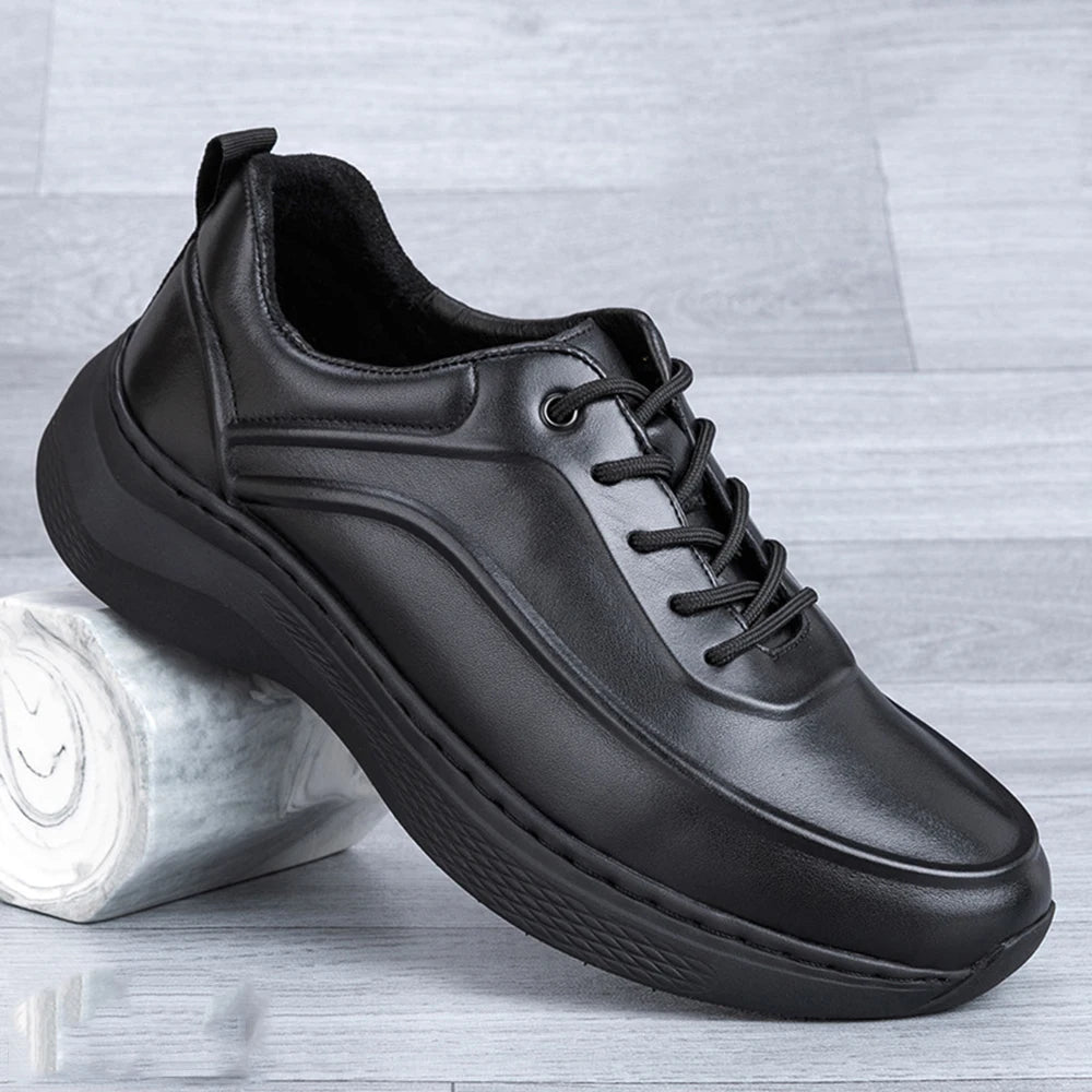 Y 37-45 New Men's First-Layer Cowhide Breathable Thick-Soled Soft Casual Fashion Sneakers