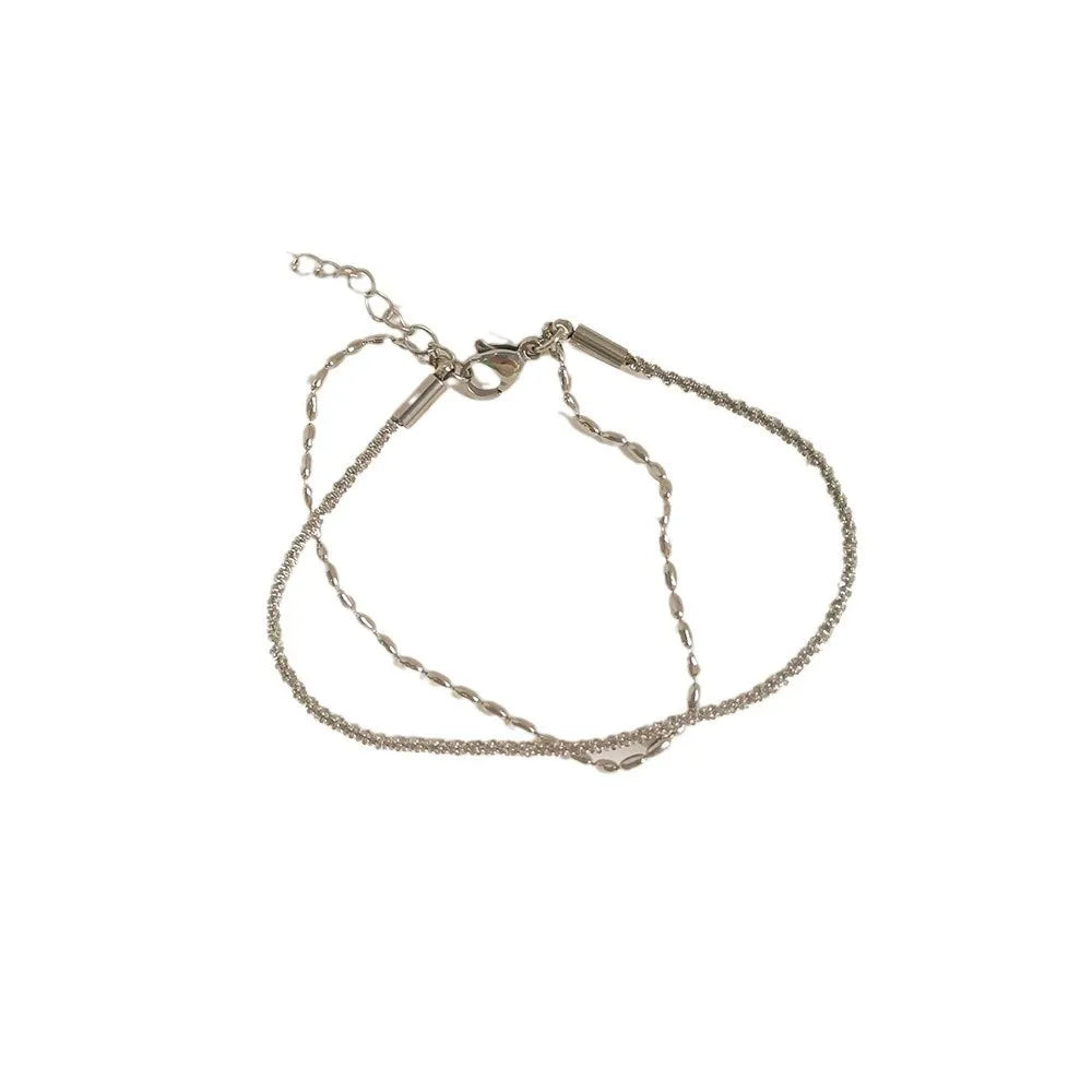 Cross Border New Double Layered Bracelet Delicate Rice Beaded Bracelet Accessories Versatile High End Jewelry for Women 18k Gold