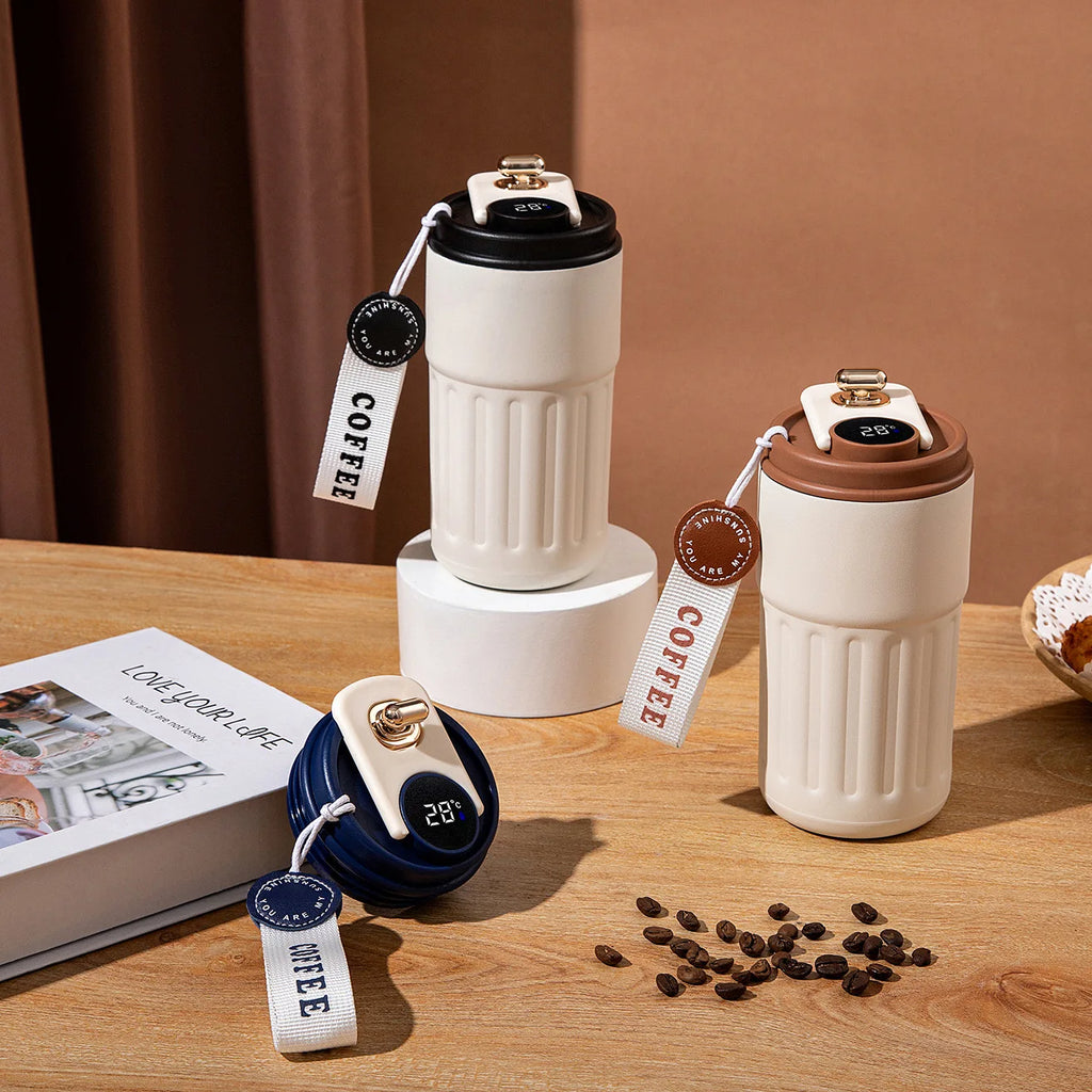 Wholesale Best Price 420 ML Stainless Steel Thermos with Smart LED Custom Logo Coffee Mug Gift Set Low MOQ Stock