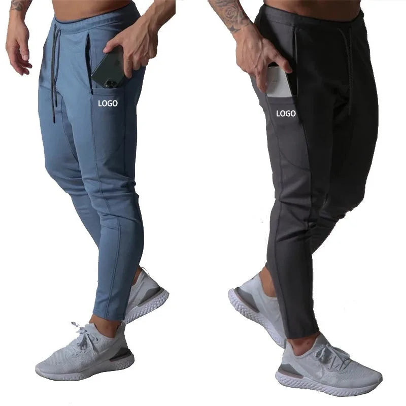 Customized 80% Cotton Men Jogger Pants Pocket Sweatpants Solid Zipper Black Trouser Pant Man Gym Workout Track Pants for Men