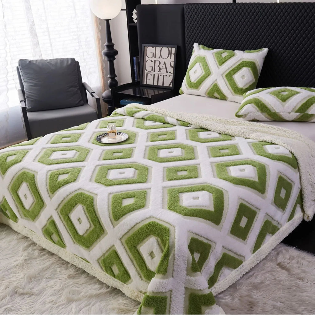100% Polyester Luxury Jacquard Blanket Diamond Knitted Shawl Printed Geometric Design Four Seasons Use Extra-Large/Large Size