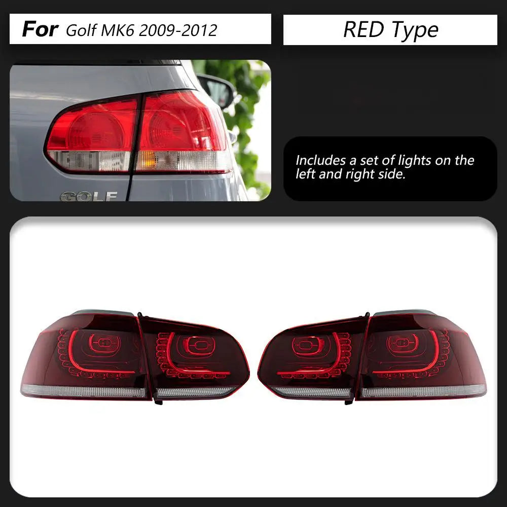 For VW Golf 6 Led Tail Lamp Golf 6 Mk6 Dynamic Signal Tail Light Animation Rear Stop Brake Reverse Auto Accessories Car Lights