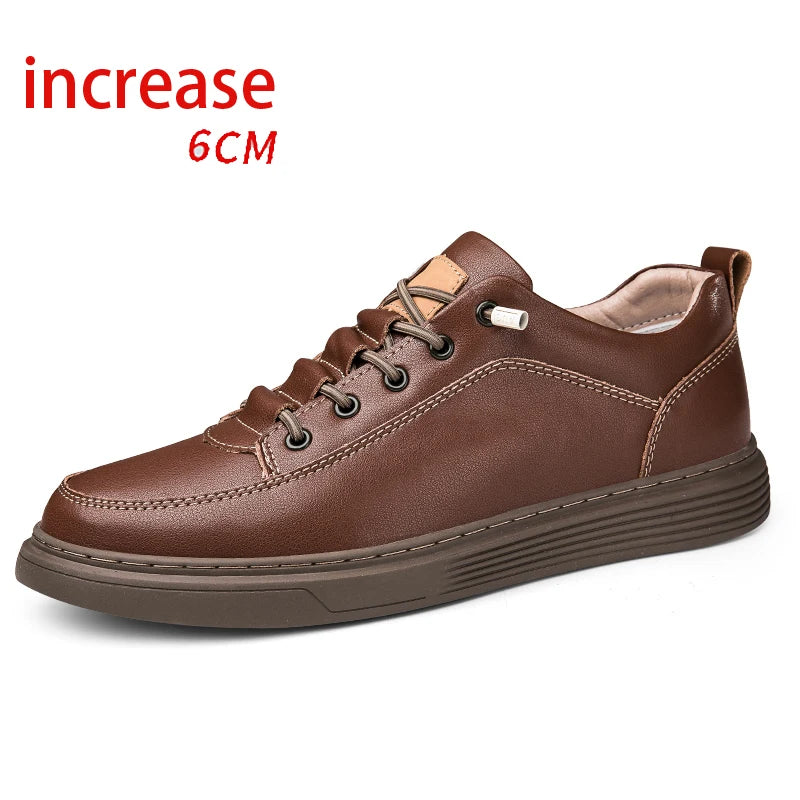 Invisible Height Increase 86CM Men's Sneakers, Leather Toe Cap, Breathable Rubber Outsole, Casual Style