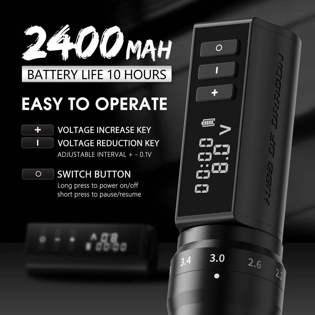 XNET 2.2-4.2mm Adjustable Stroke Professional Tattoo Gun Set Wireless Tattoo Pen Machine Complete Full Kit Set for Artists