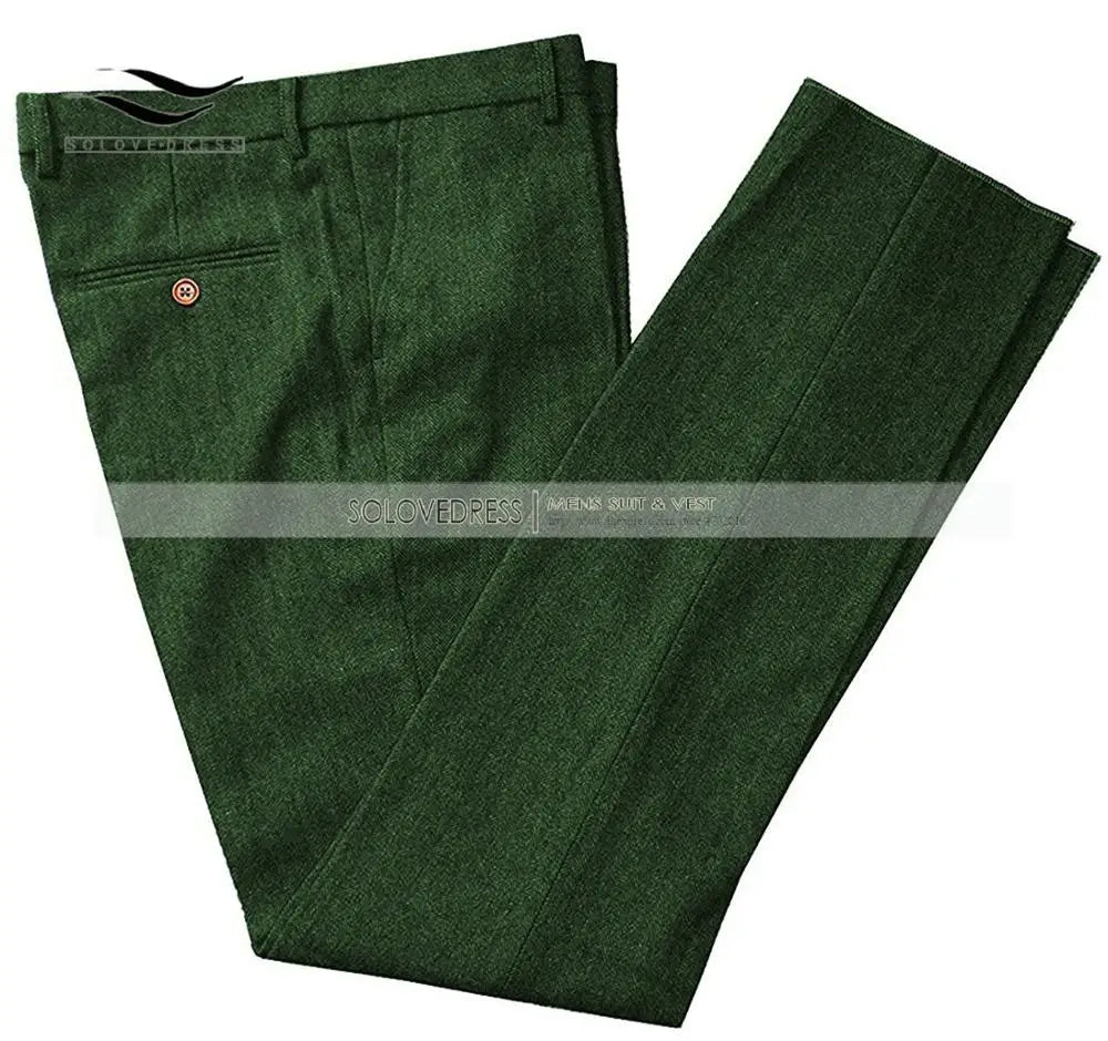 Classic mens pants Tweed Herringbone pants men dress pants Casual suit Trousers for wedding party Tailored Fit Brown Pants