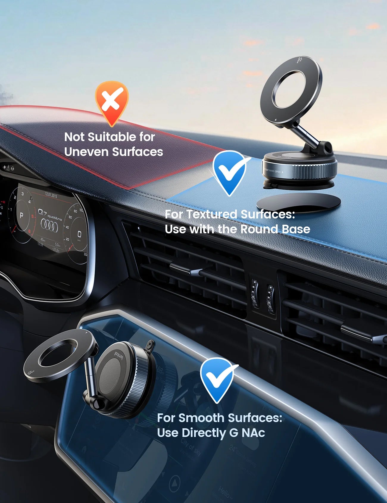 Lamicall STCD10 Strong Suction Cup Car Phone Holder Mount Dashboard Windshield Stand Adjustable Long Arm Bracket for Truck SUV