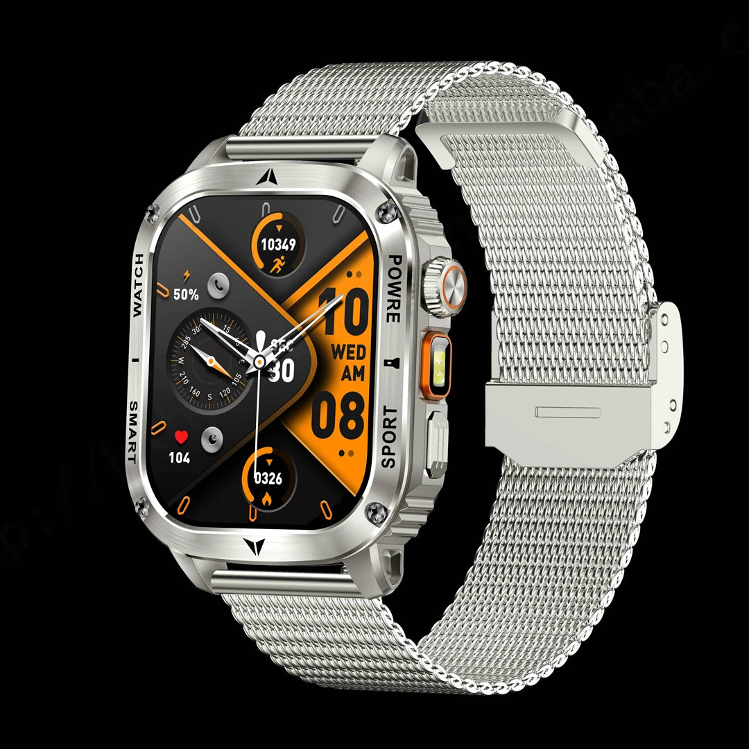 AK80 Smart Watch 2.01inch IPS Big Screen Square BT Call Flashlight Sport Outdoors Health Unisex IP68 Waterproof Dafit Compass