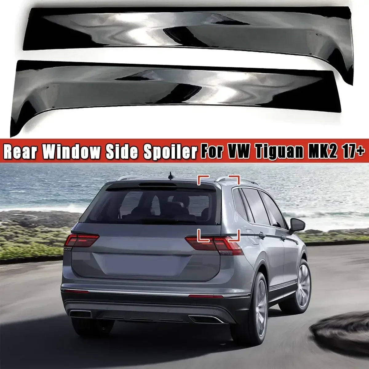 Gloss Black Rear Window Side Spoiler Canard Canards Splitter for VW Tiguan MK1 2007 2008 2009 2010 2011 2012-2016/for MK2 2017+