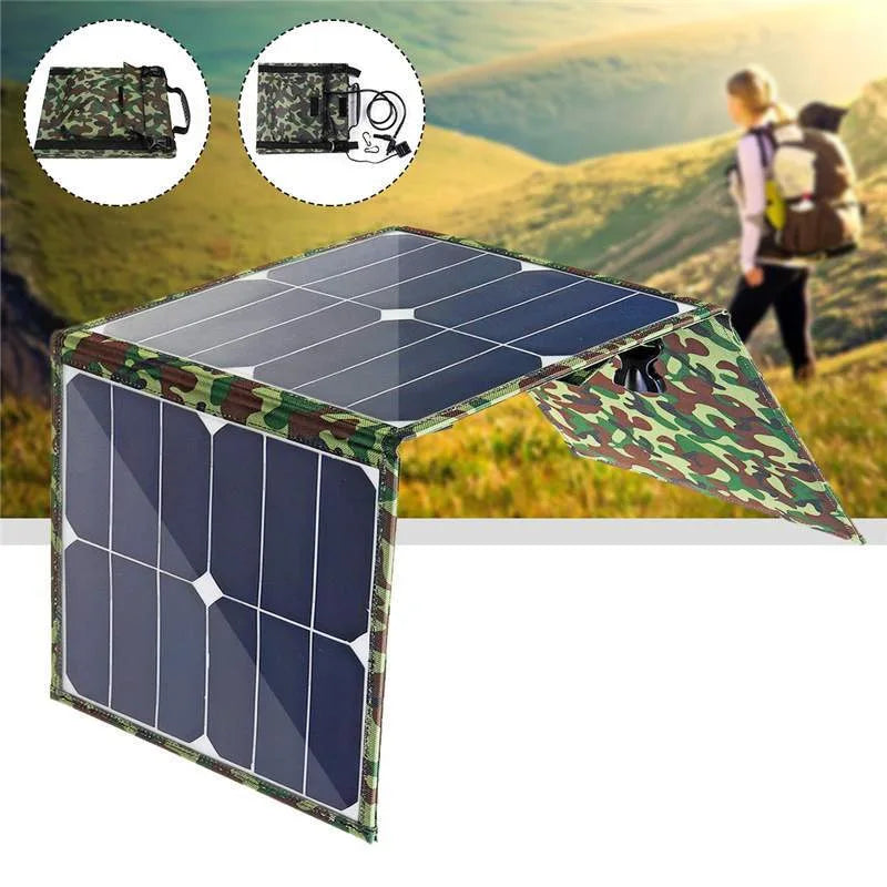 Solar Cell 80W Photovoltaic Panels USB Charger System Battery V 5V Portable Flexible Foldable Energy Power Sunpower Camping Set