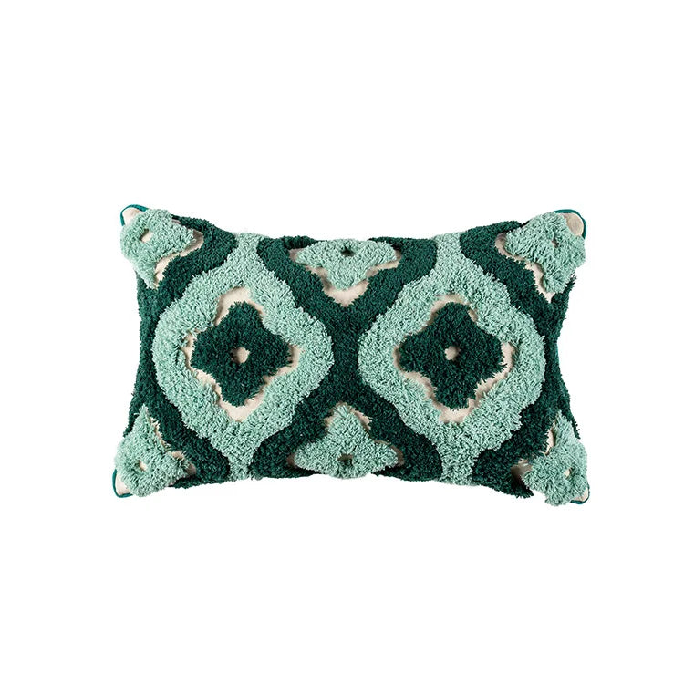 Lake Green Handmade Geometric Embroidery Cushion Case Tassels Home Decor Pillow Case 45x45cm PillowCase Pillow Sham