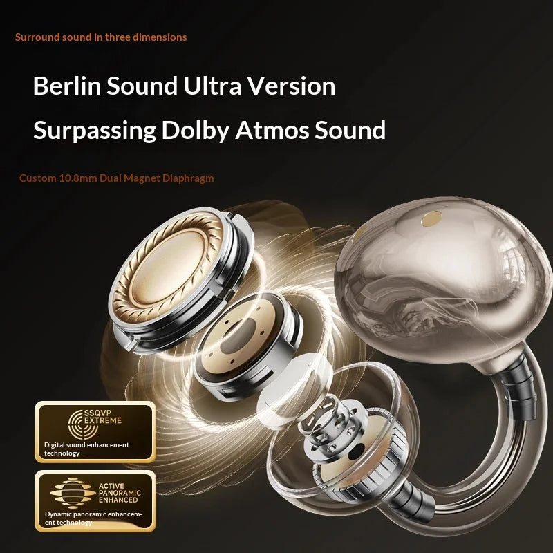 CClip-on Earbuds Wireless Bluetooth Open Ear Headphones with Detachable Crystal Bowknot Earrings, For Sports, Fitness & Workouts - Free Items Weekend.