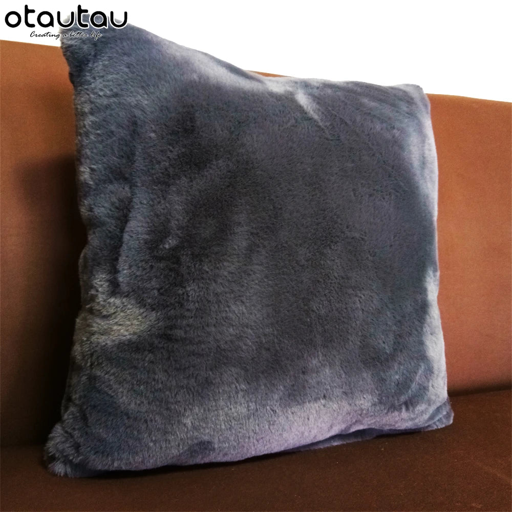 OTAUTAU Faux Bunny Fur Cushion Cover Throw Pillow Case Dropshipping KD006【No Filler Inside! You Need To Fill It By Yourself !】