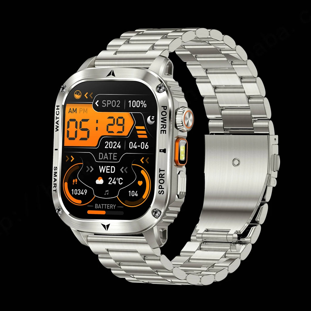 AK80 Smart Watch 2.01inch IPS Big Screen Square BT Call Flashlight Sport Outdoors Health Unisex IP68 Waterproof Dafit Compass