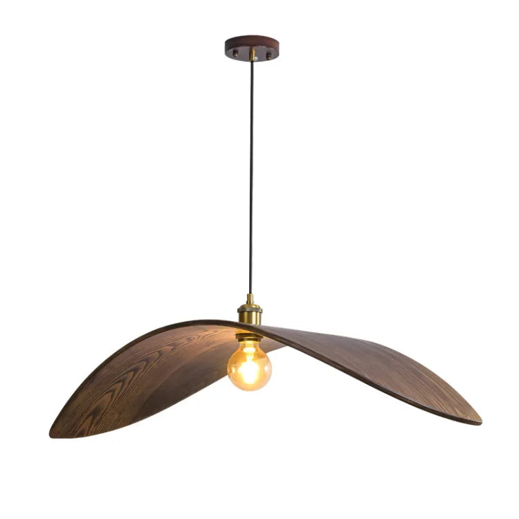 Wabi-sabi Style Zen Restaurant Chandelier Japanese Style, Living Room bar Island, B&B Walnut-colored Solid Wood Chandelier.