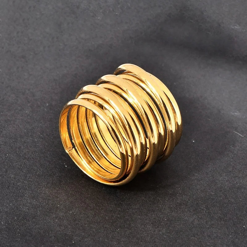 INS Minimalist Multi-Layer Spring Ring Women Trendy European American Fashion Commuter Ring Exaggerated Cross-Border Design Ring - Free Item