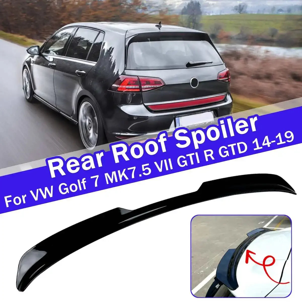 Glossy Painted Rear Roof Spoiler Wing for VW Golf 7 MK7.5 VII GTI R GTD 2014 2015 2016 2017 2018 2019/for Univeral Full Car