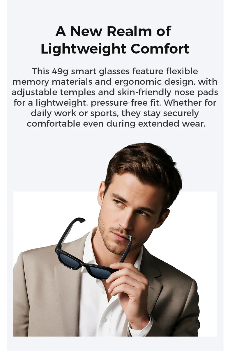M01pro Men's Smart Glasses Fashion AI Translation ChatGPT Sunglasses 8MP Camera for Blue Tooth Calling Music Video Photo Taking