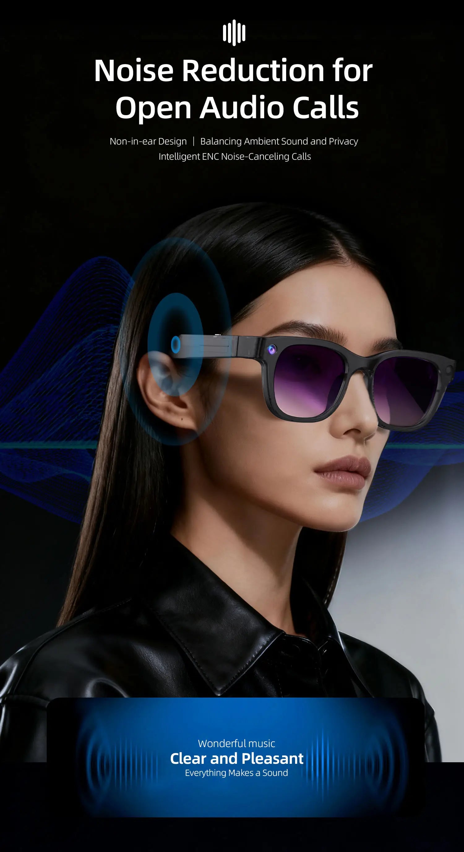 2026 AI Smart Glasses for Men Women AI Assistant GPT 1080P Camera IP67 Waterproof for Music WiFi Transmission 16G Memory
