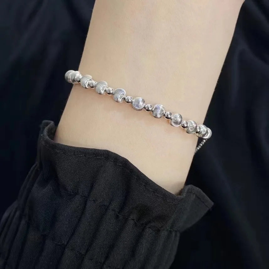 S925 Sterling Silver Gold Fine Beaded Bracelet Women Phantom Flash Streamer Design Chinese Trendy Cat's Eye Bead Zircon