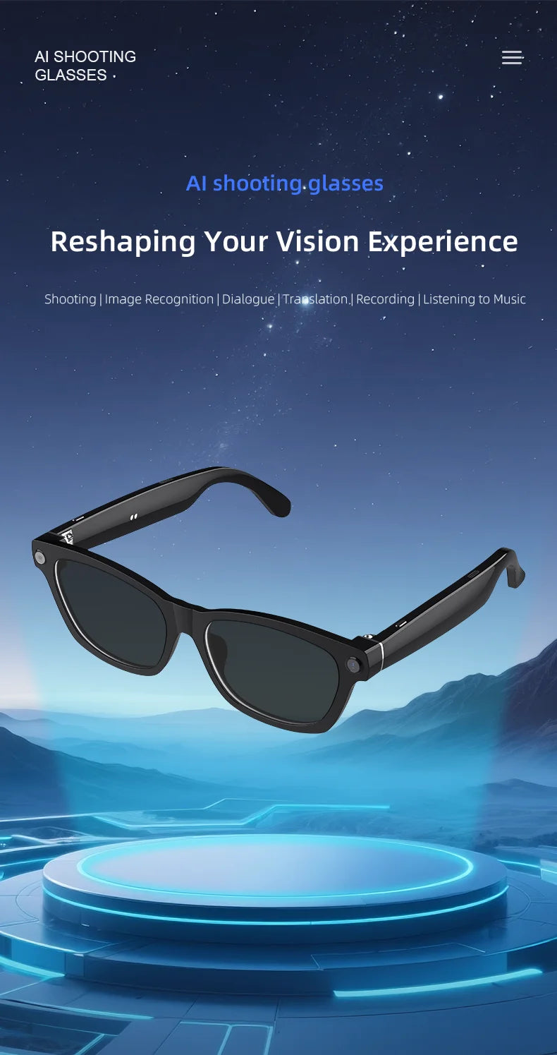 Audio Glasses Smart Wireless Bluetooth Sunglasses Shades Video Record Ai Recording Smart Glasses V03-T5