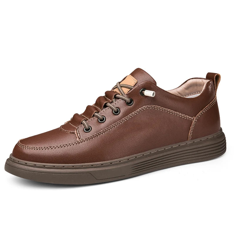 Men's Skateboarding Shoes Loafers Sneakers Skate Shoes Lace up Handmade Leather Low-top Slip on Thick Sole Air Hole Hollow Out