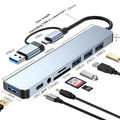 OEM New 8 in 1 USB C Expander Docking Station TF SD Card Reader Pd Splitter USB 3.0 Port Hub Laptop Adapter Nouveau Design Box