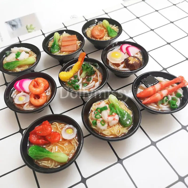 2PCS 1:6 Scale Dollhouse Miniature food Japanese Seafood Noodles Pretend Kitchen food for Blyth,1/6 Doll Accessories - Free Item.