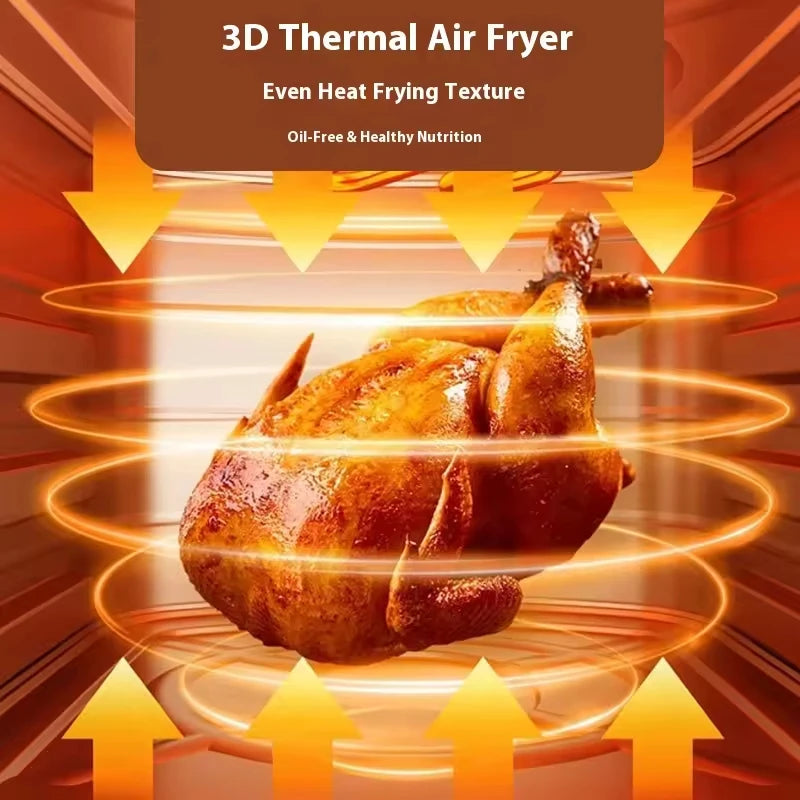 Household Electric Square Modern Air Fryer Large Capacity Plastic Observation Window Multifunctional Automatic