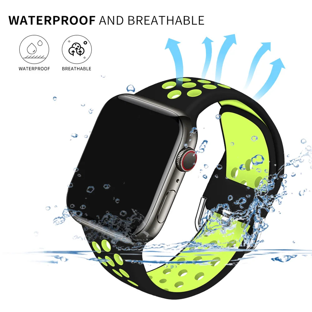 Silicone Breathable Strap For Apple Watch 7 8 41mm 45mm 40 44 38 42mm for nike sport Band iWatch serie SE 6 Ultra 49mm bracelet