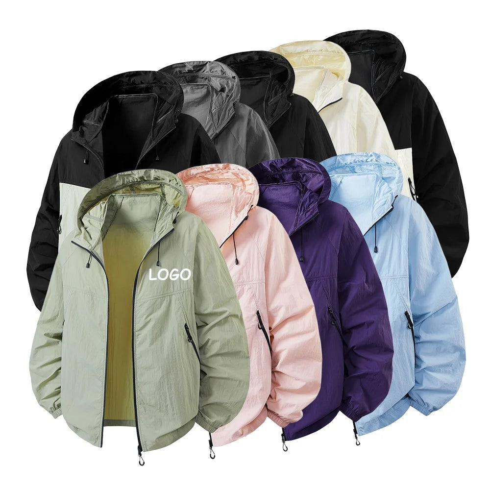 Oem Wholesale Custom Summer Thin Outdoor Casual Jackets Running Hooded Windbreaker Unisex Jacket