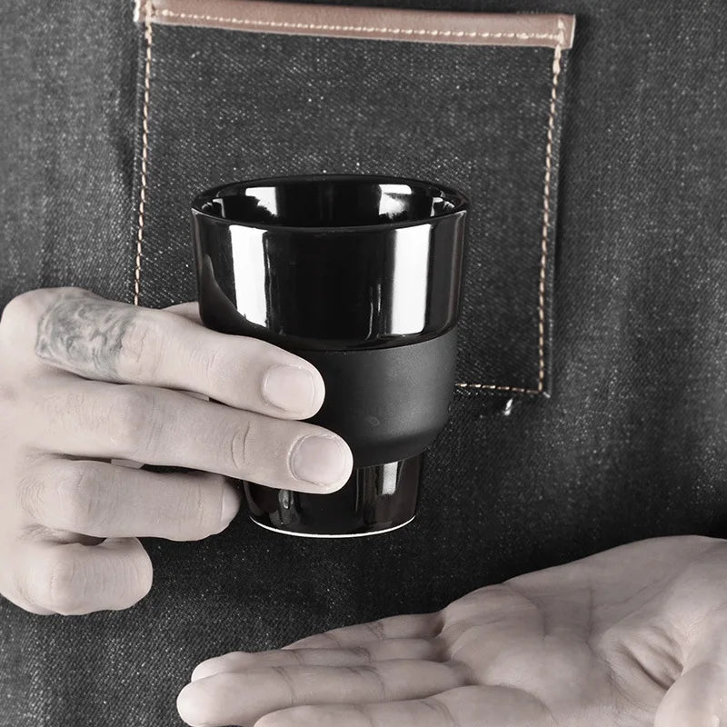 Barista Couple Coffee Cup 80/160ml Ins-style Espresso Kettle Ceramics Creative Couple Tea Water Mug Black Glaze Container